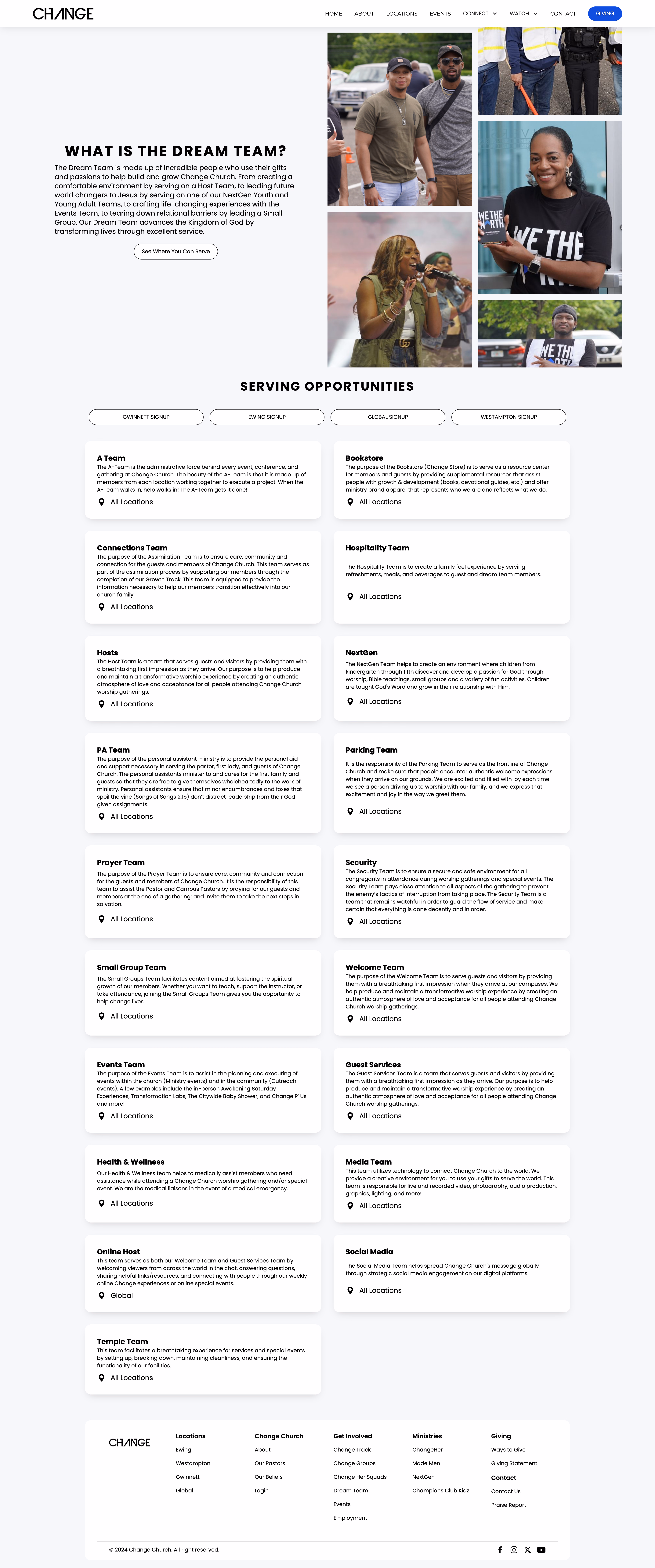 Change Church Dream Team volunteer page