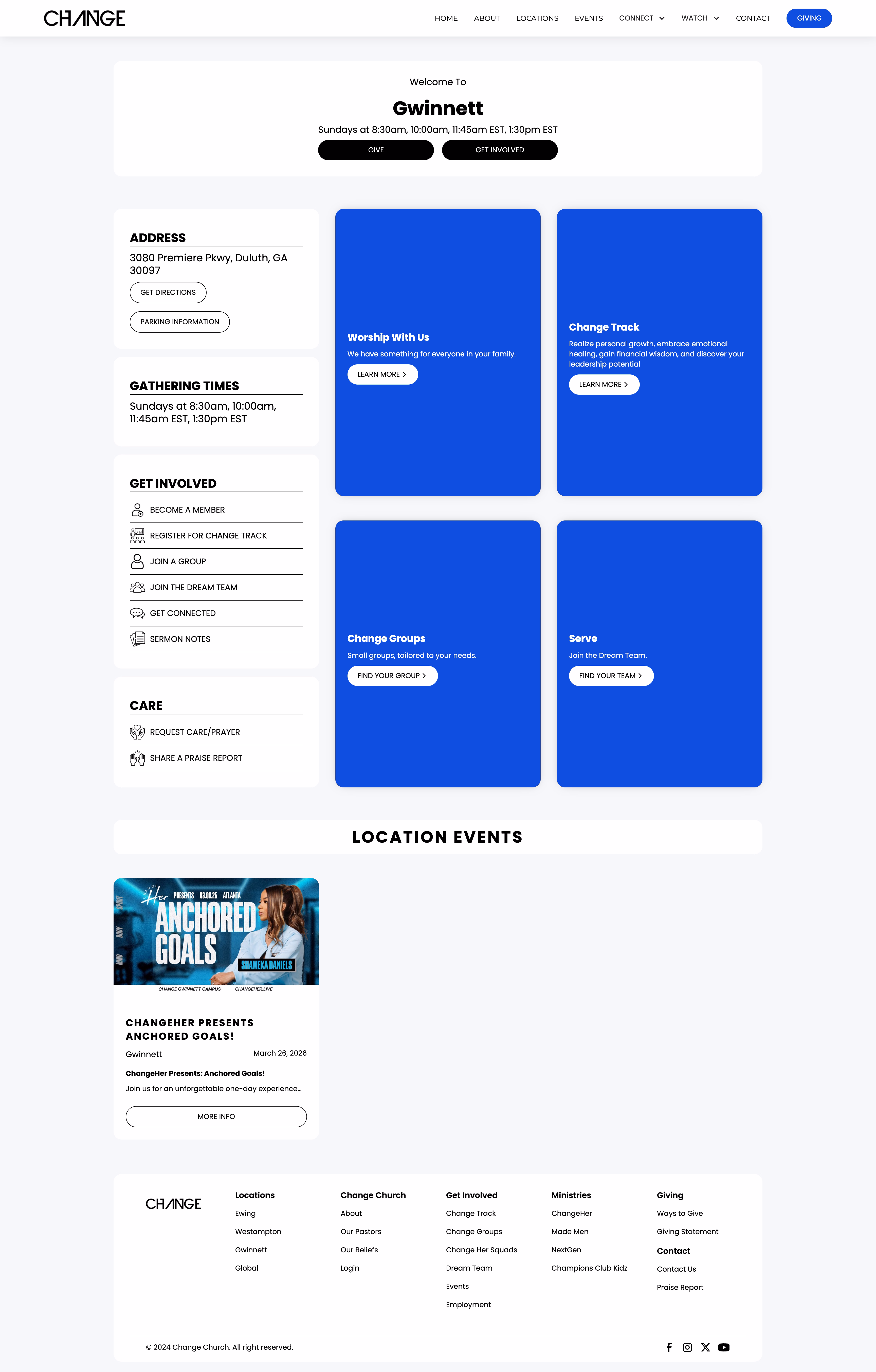 Change Church campus location page