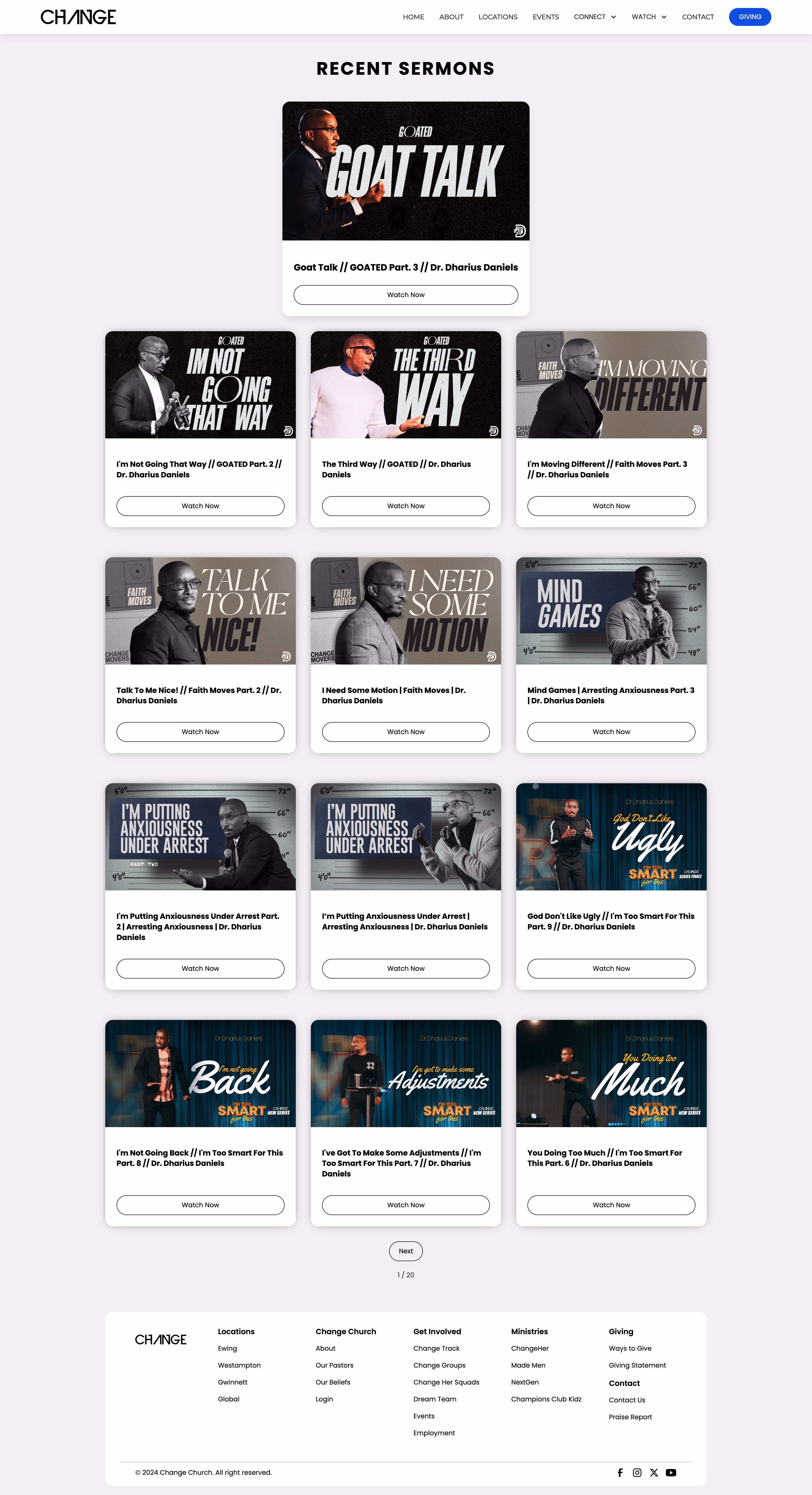 Change Church sermons archive page