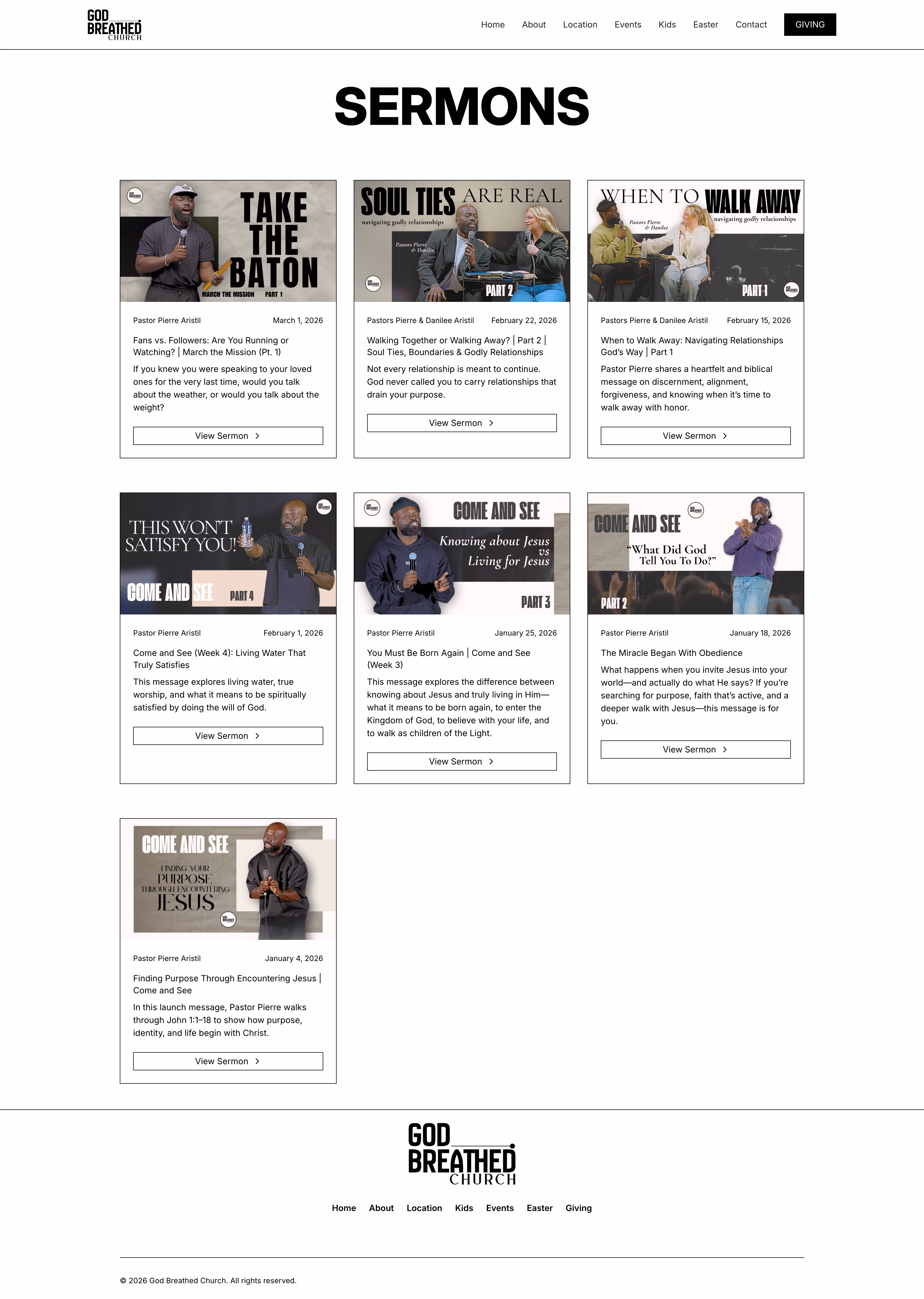 God Breathed Church sermons page