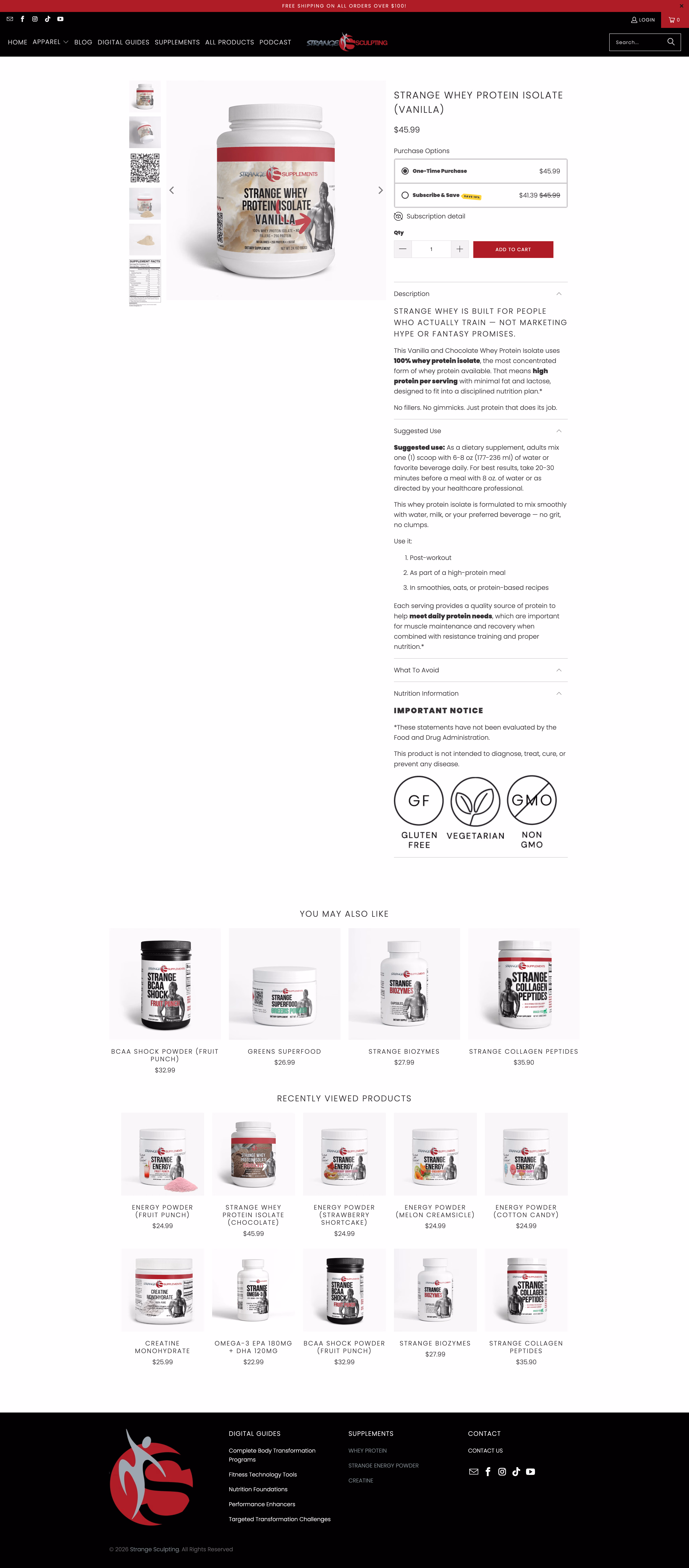 Strange Sculpting Shopify product page